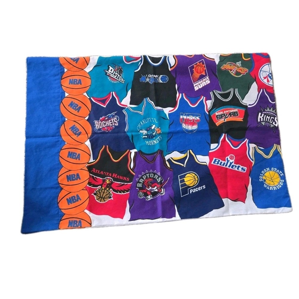 Vintage 90s NBA All Teams Pillowcase Springs Industries USA Basketball Print NEW